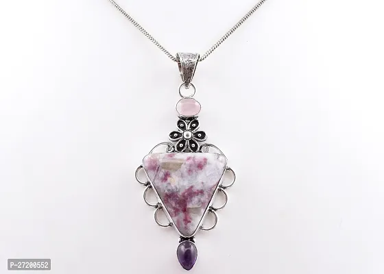 Shimmering Multicoloured German Silver Pendant For Women-thumb4