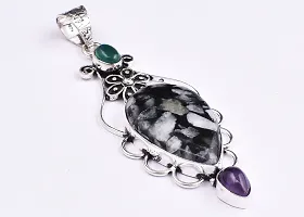 Shimmering Multicoloured German Silver Pendant For Women-thumb2