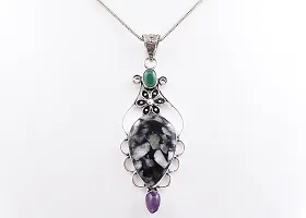 Shimmering Multicoloured German Silver Pendant For Women-thumb4