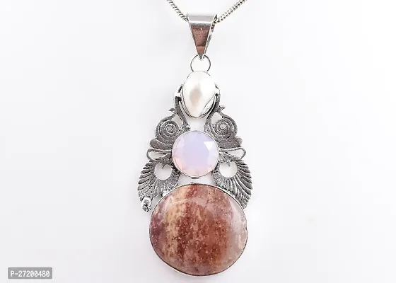 Shimmering Brown German Silver Pendant For Women-thumb4