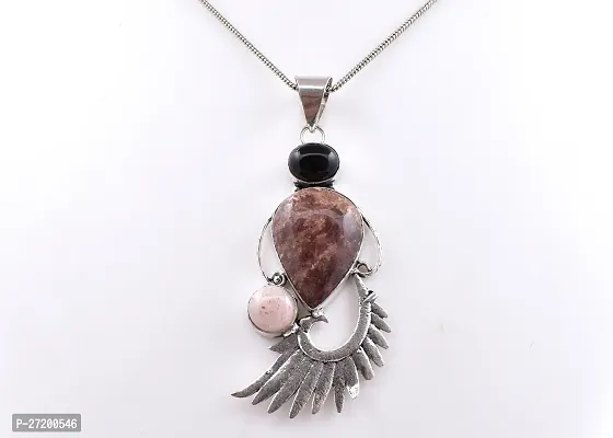 Shimmering Brown German Silver Pendant For Women-thumb4