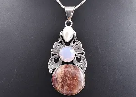 Shimmering Brown German Silver Pendant For Women-thumb4