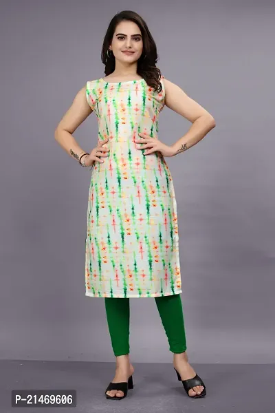 Straight Green Printed Cotton Kurta-thumb0