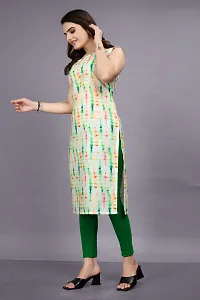 Straight Green Printed Cotton Kurta-thumb3