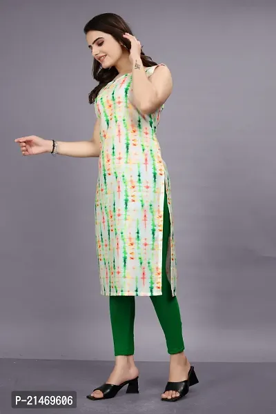 Straight Green Printed Cotton Kurta-thumb4