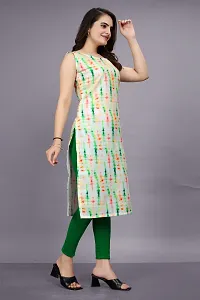 Straight Green Printed Cotton Kurta-thumb2