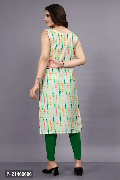 Straight Green Printed Cotton Kurta-thumb2