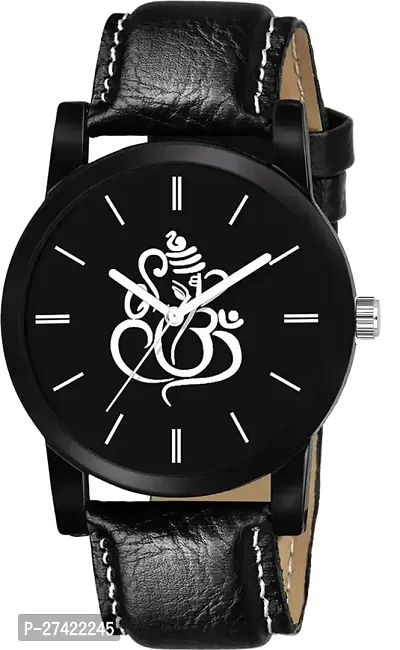 Stylish Black Leather Analog For Men-thumb0