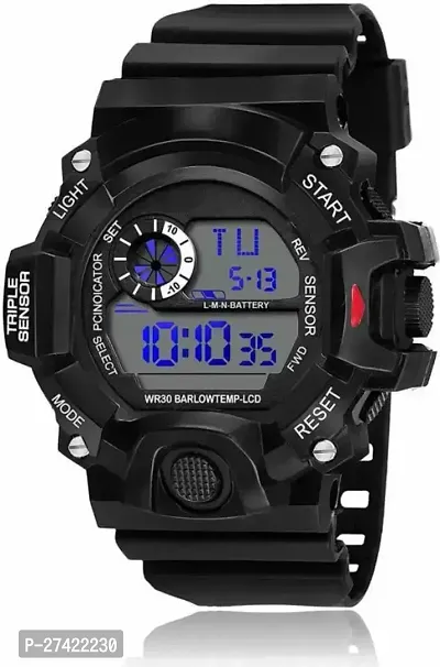 Stylish Black Silicone Analog And Digital For Men-thumb0