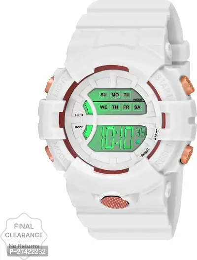 Stylish White Silicone Analog And Digital For Men-thumb0