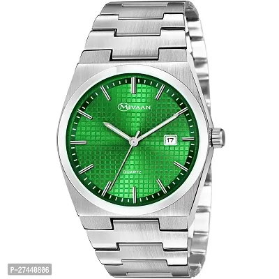 Men Formal Round White Dial Stainless Steel Silver Strap Analog Watch