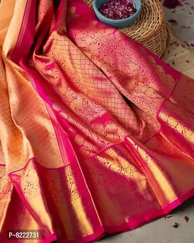 Classic Silk Blend Jacquard Saree with Blouse piece-thumb4