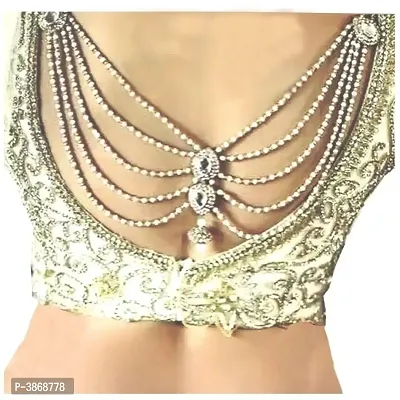 Gold Plated Saree Pearl Blouse Back Brooch Pin Accessories Jewelry for Women-thumb0