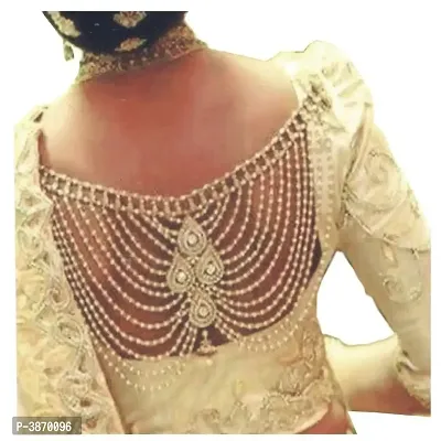 Ethnic Modern White Color Gold Plated Saree Blouse Back Accessories Pearl Alloy Jewelry Brooch Pin for Women and Girls-thumb0