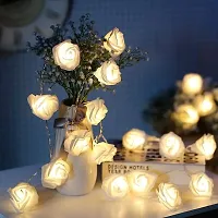 Karaksh Rose Flower LED String Fairy Light 14 LED 3 Meter Night Light for Home Decor, Plastic Rose String Lights for Bedroom Decor, LED Light for Indoor, Outdoor Decoration (White, Plug-in)-thumb1