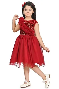 Stylish Maroon Velvet Embellished Fit And Flare Dress For Girl-thumb1