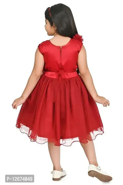 Stylish Maroon Velvet Embellished Fit And Flare Dress For Girl-thumb3