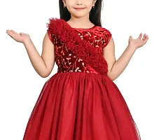 Stylish Maroon Velvet Embellished Fit And Flare Dress For Girl-thumb4