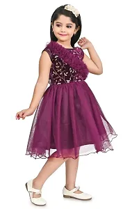 Stylish Purple Velvet Embellished Fit And Flare Dress For Girl-thumb3