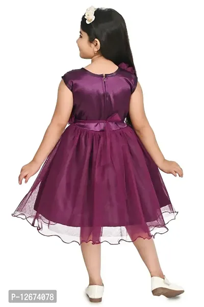 Stylish Purple Velvet Embellished Fit And Flare Dress For Girl-thumb2