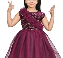 Stylish Purple Velvet Embellished Fit And Flare Dress For Girl-thumb2