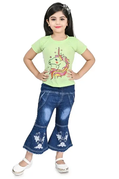 Kids Green Georgette Top With Jeans at Rs 200/piece | Naraina | New Delhi |  ID: 23721713430