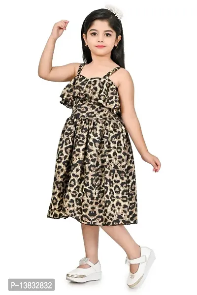 Girls Embellished Animal Print Gown Dress-thumb3