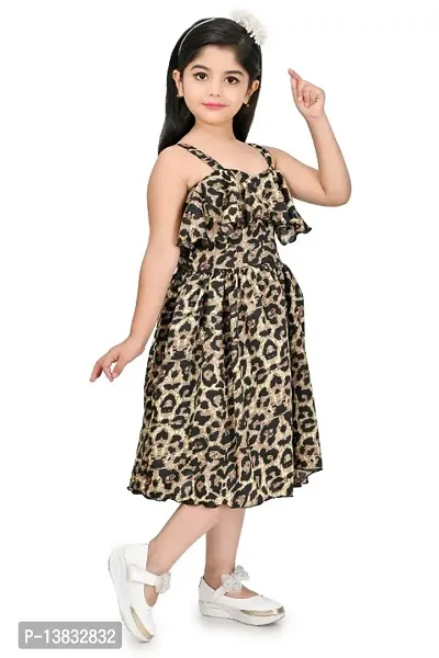 Girls Embellished Animal Print Gown Dress-thumb4