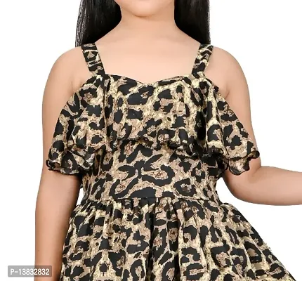 Girls Embellished Animal Print Gown Dress-thumb5