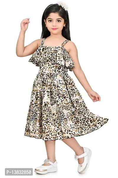 Girls Embellished Animal Print Gown Dress-thumb3