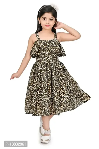 Girls Embellished Animal Print Gown Dress-thumb0
