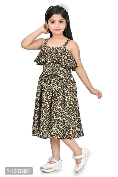 Girls Embellished Animal Print Gown Dress-thumb3