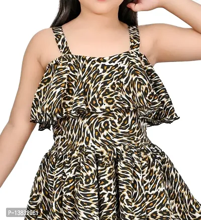 Girls Embellished Animal Print Gown Dress-thumb5