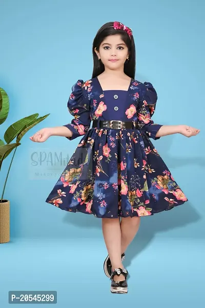 SPAMitude Girls Cotton Floral Print Gown Dress