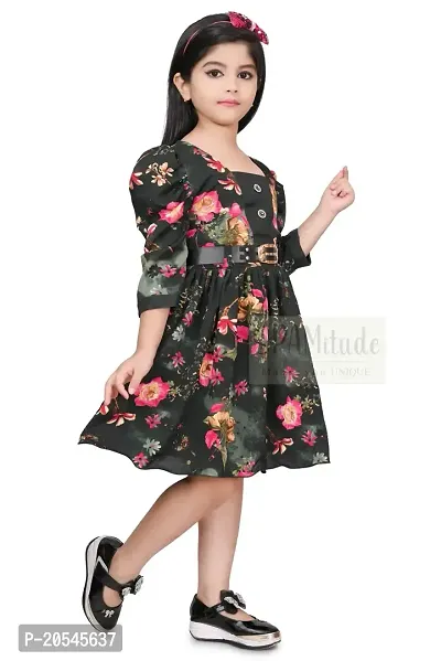 SPAMitude Girls Cotton Floral Print Gown Dress-thumb2