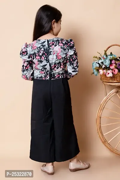 Girls Self Designed Premium Cotton Jumpsuit Dress-thumb3