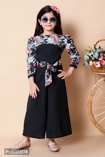 Girls Self Designed Premium Cotton Jumpsuit Dress-thumb4
