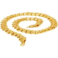 Fashion N More Brass Gold Plated Lotus Design Double Coated Designer Fancy Metal Neck Chain for Men (Gold)-thumb2