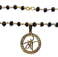 Zukhruf Unisex Gold Plated Maa Pendant with Black Crystal Beads Chain-thumb1