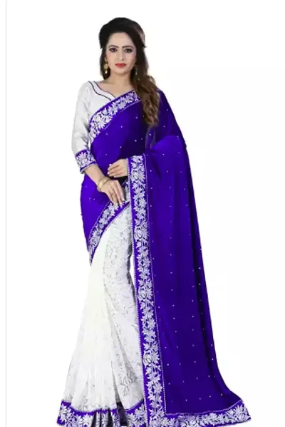 Attractive Velvet Saree with Blouse piece For Women