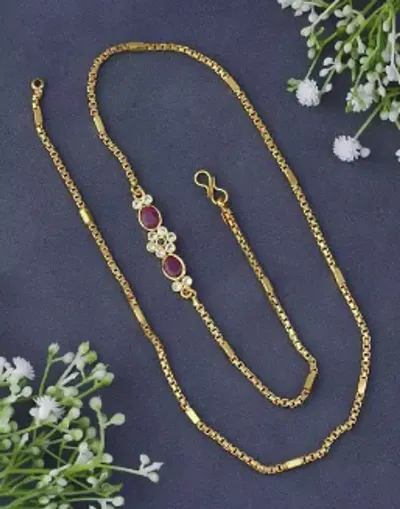 Gold Plated Brass American Diamond Necklace