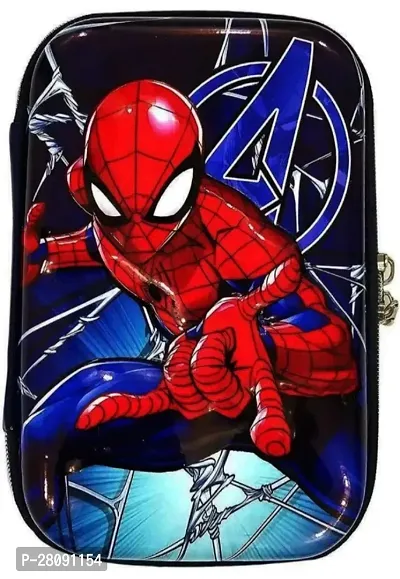 Spider Embossed Pouch Large Capacity Hardtop EVA Jumbo Pencil Case Super Hero Pouch for School Kids/Teenagers, Multicolor-thumb0