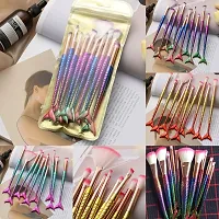 Mermaid Synthetic Fiber Eyeliner Eyeshadow Blending Fish Tail Makeup Brushes Set 10 Pieces Multicolor-thumb3