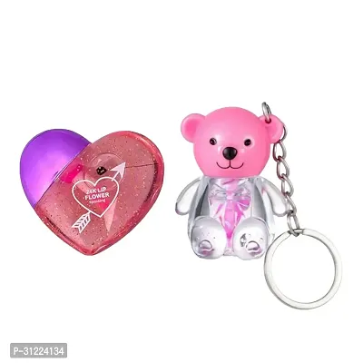 1 Heart Shaped Lip Gloss  1 Teddy Bear shaped Keyring Lip Gloss, (Combo of 2 - Random Colors)-thumb0