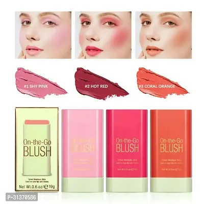 Cream Blush Sticks - Multi-Use Makeup Stick 2-In-1 Beauty Blush Stick (Pack of 3)