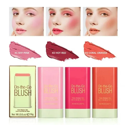 Cream Blush Sticks - Multi-Use Makeup Stick 2-In-1 Beauty Blush Stick (Pack of 3)