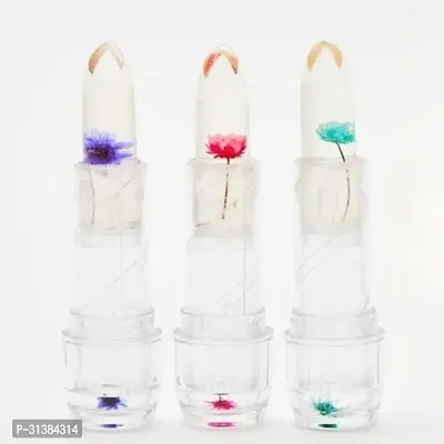 3 pieces Waterproof Flower Lipstick Jelly  Transparent Lipstick (Random Color Flower)-thumb3