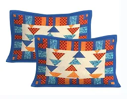 RHF 100% Cotton Rajasthani Jaipuri Kamal buti Print Double Bed Bedsheet with 2 Pillow Covers-Blue-thumb2