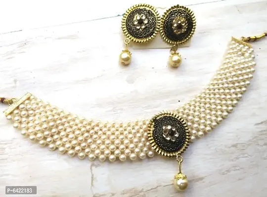 White Pearl Necklace with earings