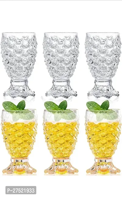 Useful Crystal Clear Pineapple Shaped Juice Glasses-220 ml Each, Set Of 6